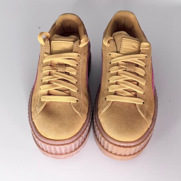 Puma Fenty Cleated Creeper Suede Platform Sneakers Yellow Women 5.5 / Youth 4 - Picture 3 of 13